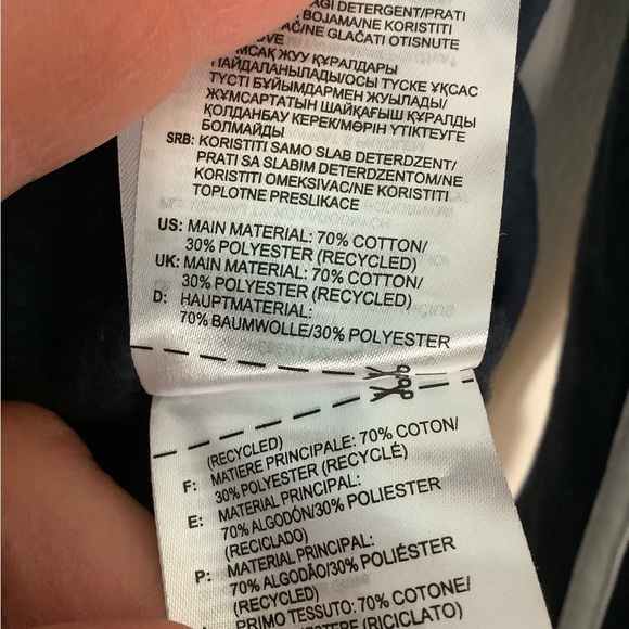 Men’s Adidas Medium 38 - 40 Navy Blue Soft Fleece Pullover Hoodie Sweatshirt - Picture 6 of 8